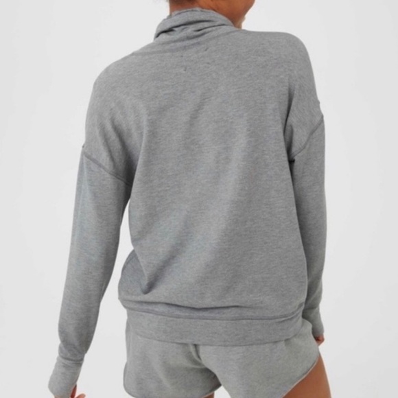 Aerie Ott Fleece Hoodie Grey Size XXL Mockneck Pullover Sweatshirt - Picture 2 of 6